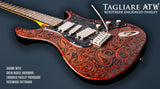 dean zelinsky usa custom shop tagliare atw electric guitar in rootbeer flametop engraved paisley