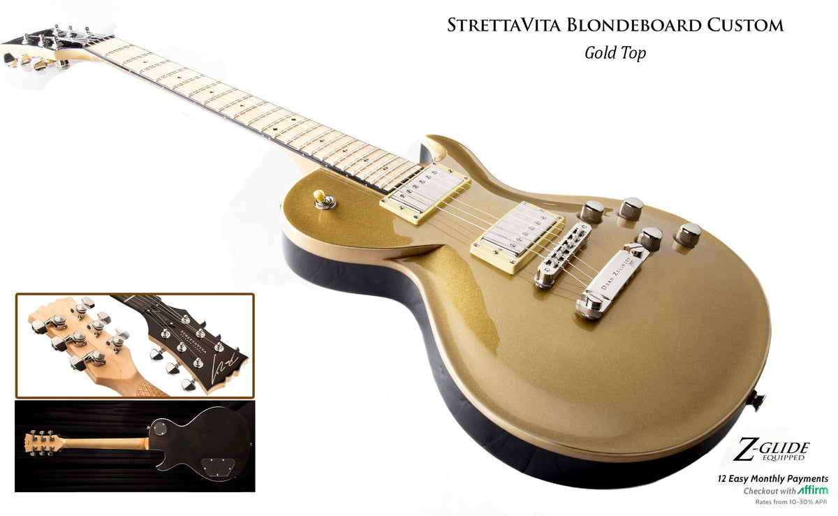 ゴールド ソリッドボディ エレキギター , STRETTAVITA BLONDEBOARD GOLDTOP - READY TO SHIP – DZPL