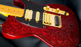 DELLATERA ENGRAVED PAISLEY - CANDY METALLIC RED - READY TO SHIP