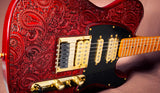 DELLATERA ENGRAVED PAISLEY - CANDY METALLIC RED - READY TO SHIP